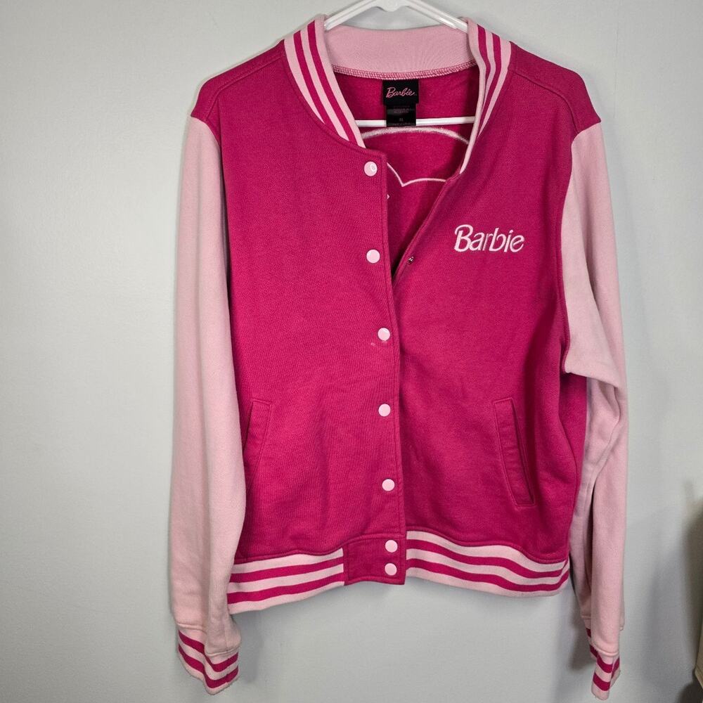 Hot Topic Barbie Pink Bomber Jacket size XL